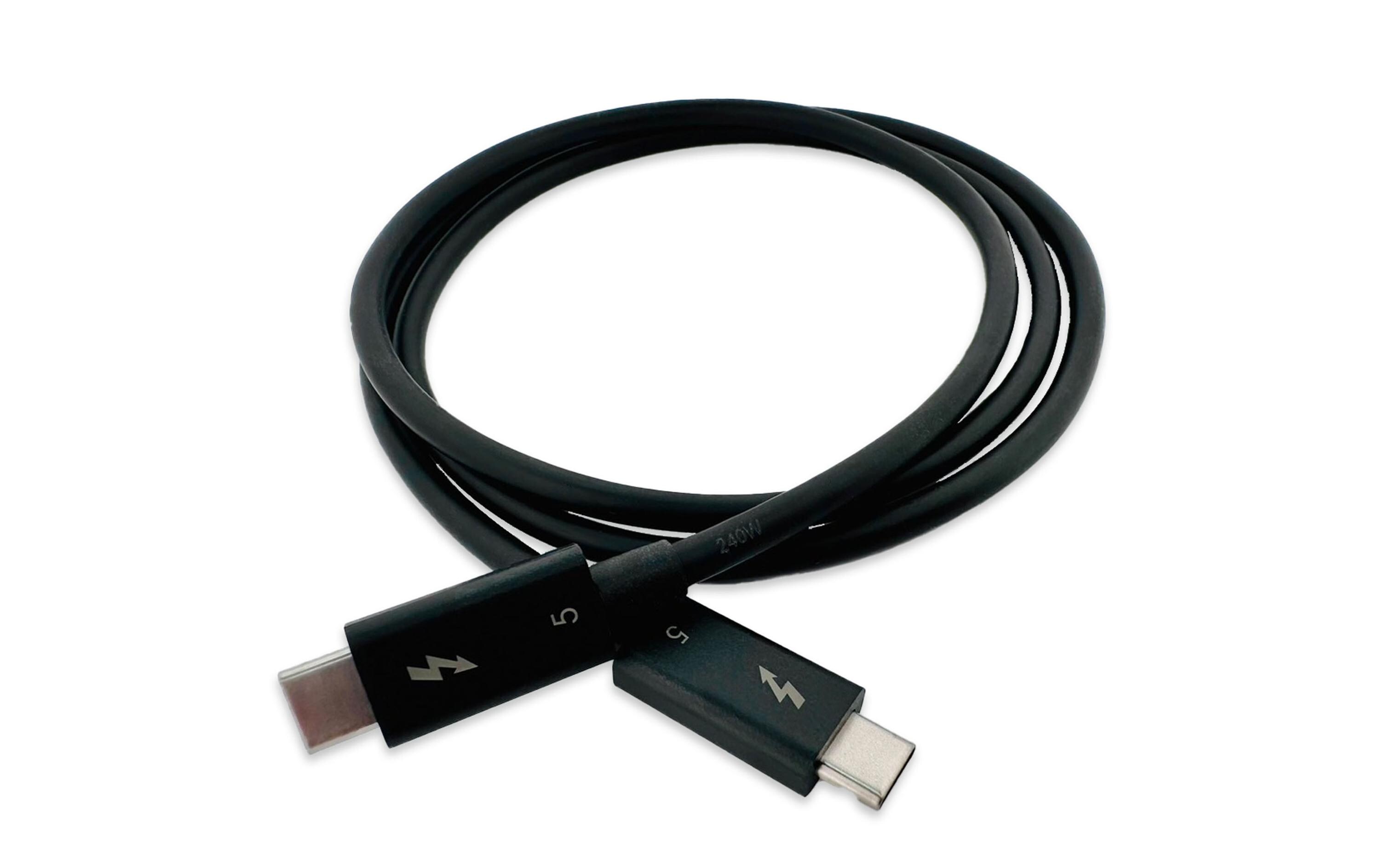 Thunderbolt 5-Kabel USB C - USB C 0.8 mThunderbolt 5 (USB-C) Kabel, passiv, 80 Gbps (bi-direktional) oder 120 Gbps (mit Bandwidth Boost), 240 W, 0.8 m