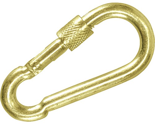 Brandweerkarabijnhaak met schroef 8x80 mm geel verzinkt