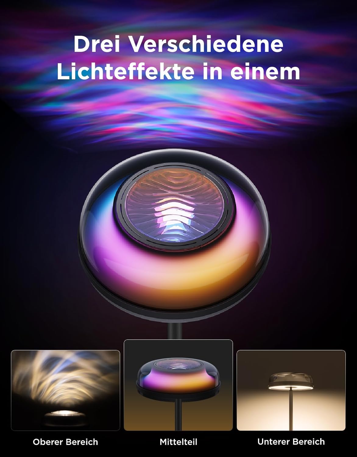 Govee Stehlampe Wohnzimmer Deckenfluter Wellenbeleuchtung RGBICWW, Dreizonenbeleuchtung Stehlampe, 80+ SzenenModi, 2700-6500k, 1000LM, Kompatibel mit Matter und Alexa, für Wohnzimmer, Schlafzimmer
