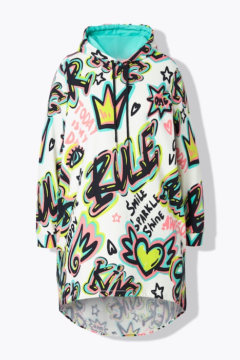 Hoodie, A-Linie, Graffiti-Print, Kapuze