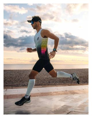Débardeur Compressport Tri Postural Aero Tank Top Blanc / Jaune / Rose