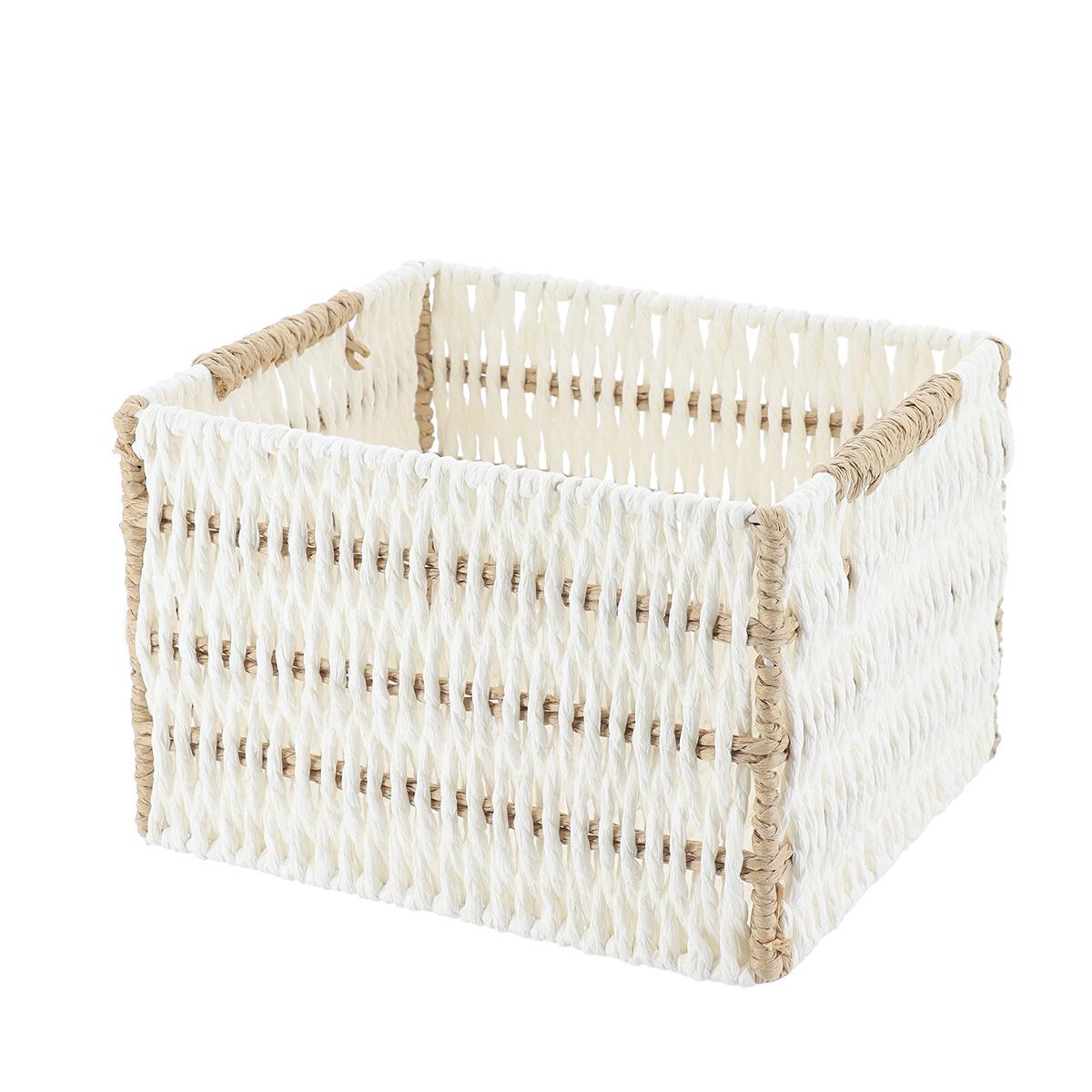 PANIERE PAPIER BICOLORE 21X18X14CM BLANC NATUREL