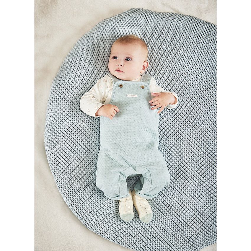 Ensemble 2 pièces matelassé avec salopette pour bébé - Bleu moyen