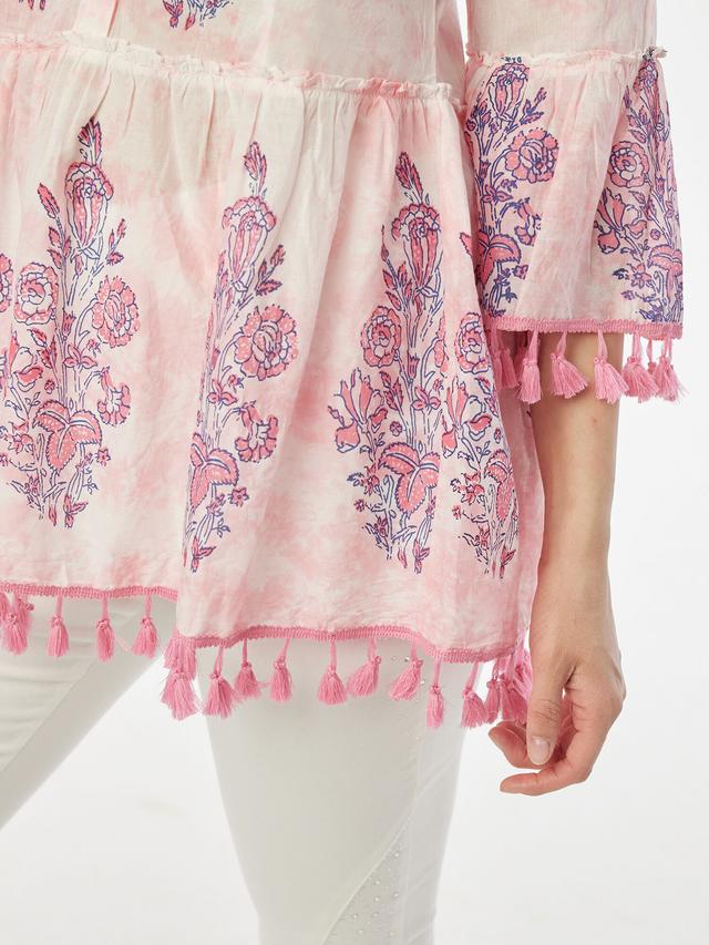 Tunika mit Batik Rosen Druck