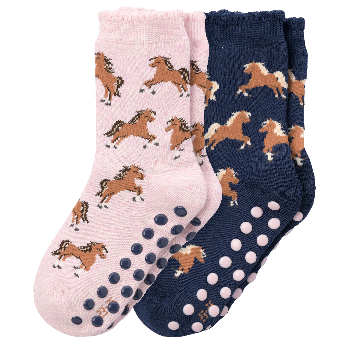 Topolino 2 Paar Mädchen Stoppersocken im Set dunkelblau / hellrosa