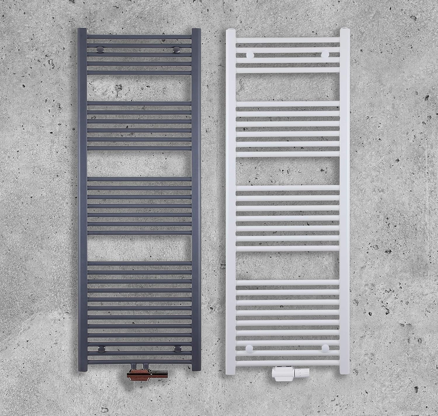 MC Heat Premium Badheizkörper (700x1800 mm Weiß) - Handtuchheizkörper - Handtuchwärmer mit Mittelanschluss