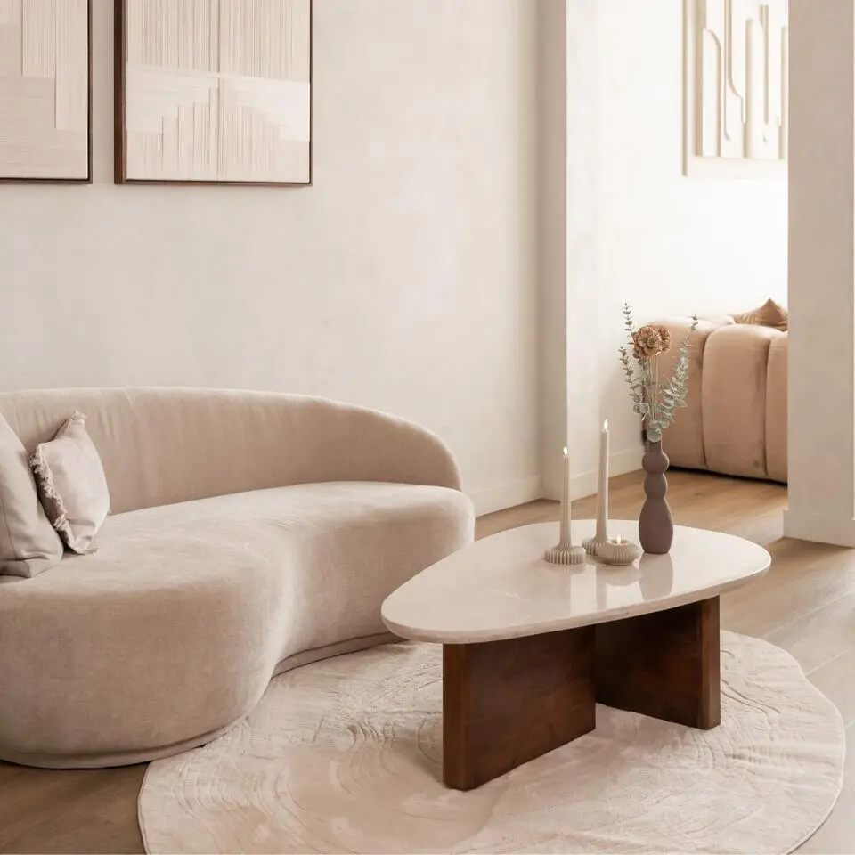 Salontafel Marmer Donkerbruin - 120x70x38cm - Organisch - Ayla