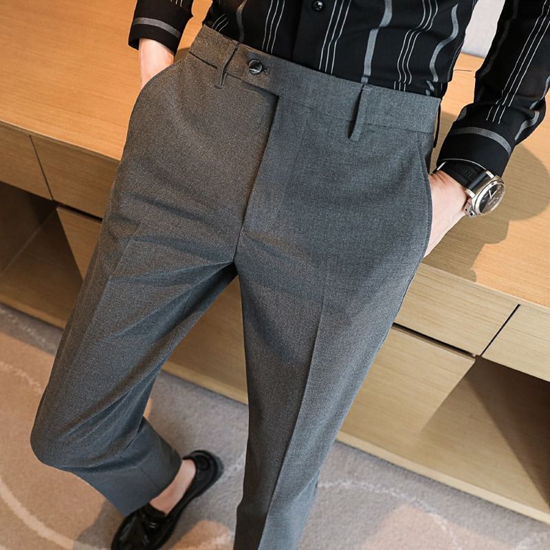 Blueforce - Hoge taille effen cropped taps toelopende broek