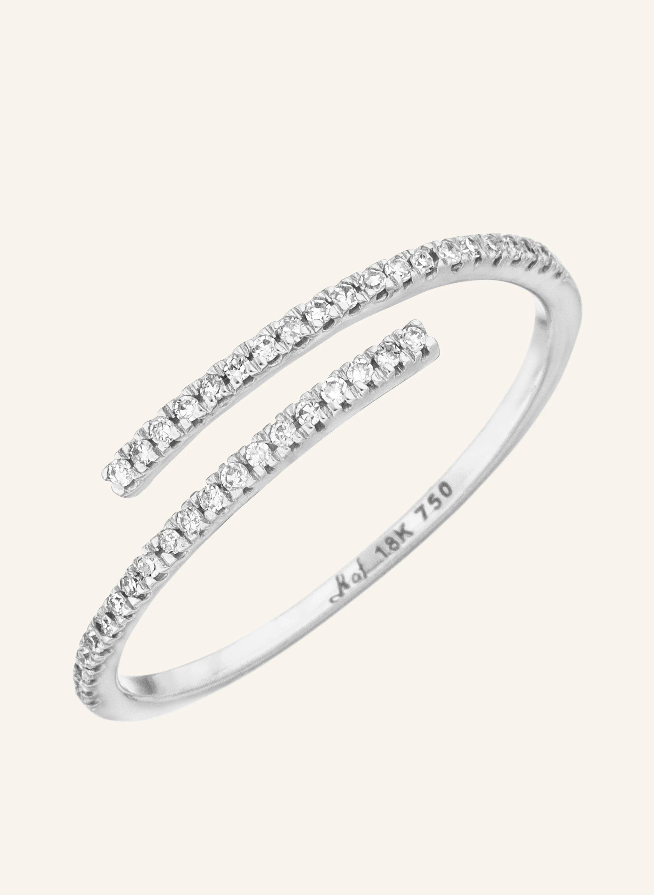 Leaf Ring OPEN aus 18 Karat Weißgold mit Diamanten