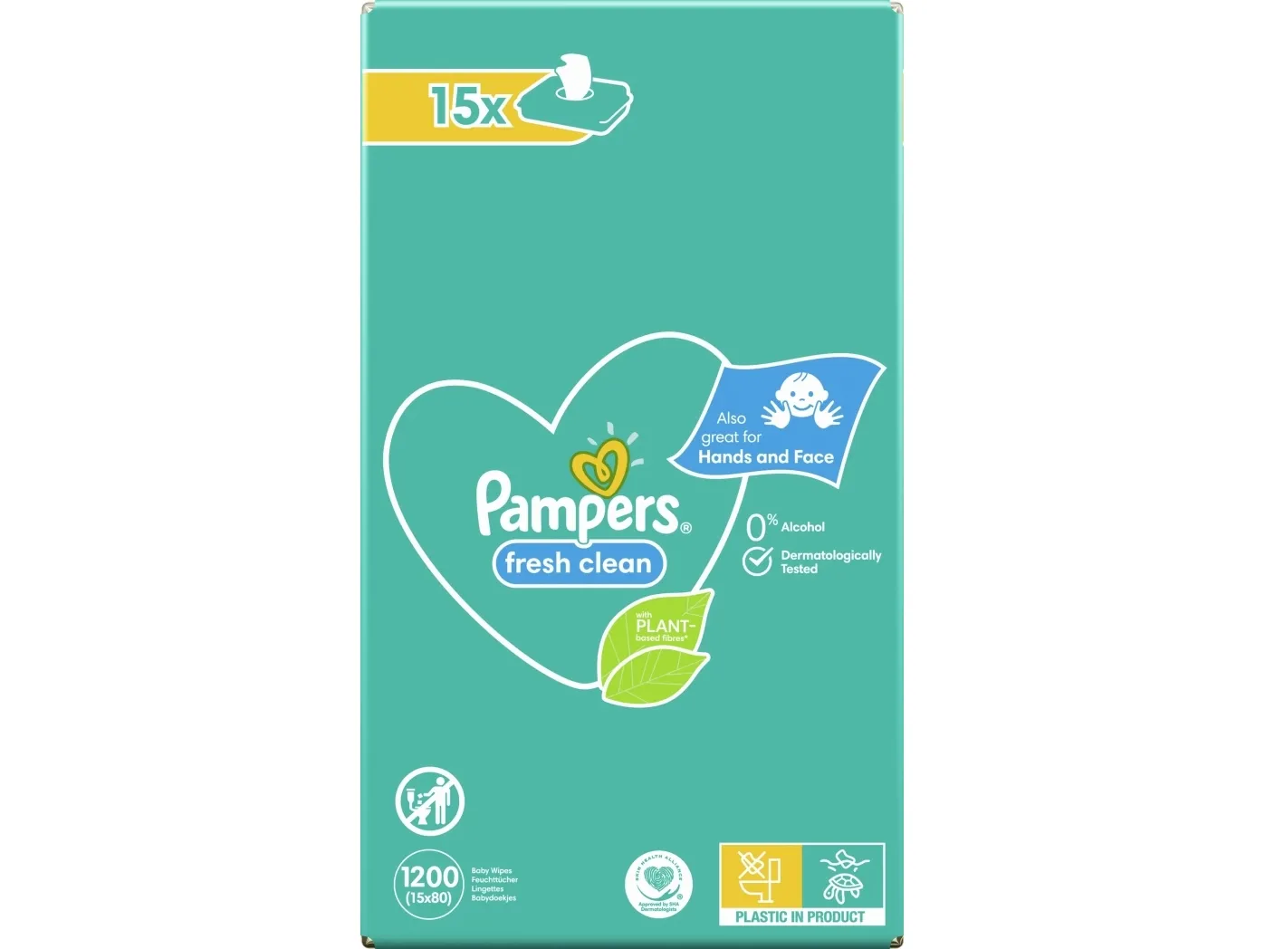 Pampers Fresh Clean -  Vådservietter til baby, Dermatologisk testet, Allergivenlig, Neutral pH, Parfumefri