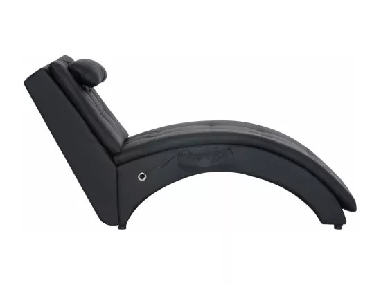 Prolenta Premium - Chaise longue de massage avec oreiller Noir Similicuir