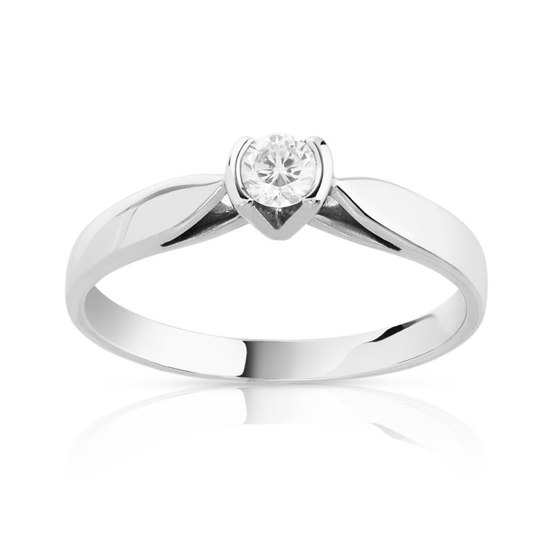 Solitaire or 750 blanc diamant 0,15 carat