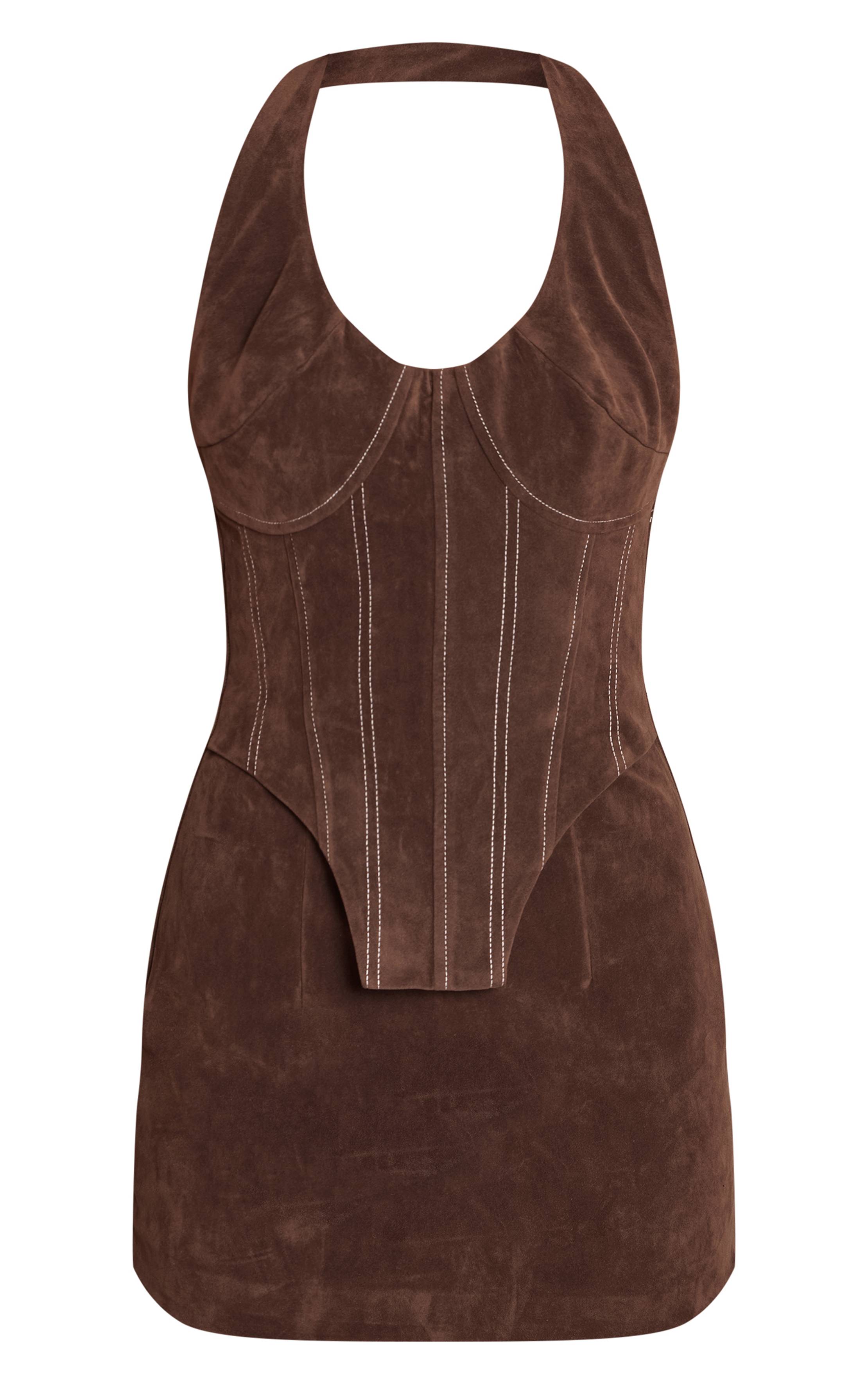 Chocolat Robe Mini En Synthétique Avec Détails Corset