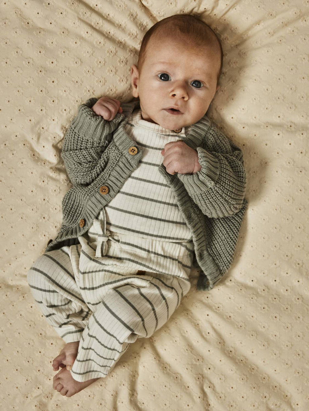 LIL' ATELIER baby gestreepte broek NBMKAIL offwhite/grijs