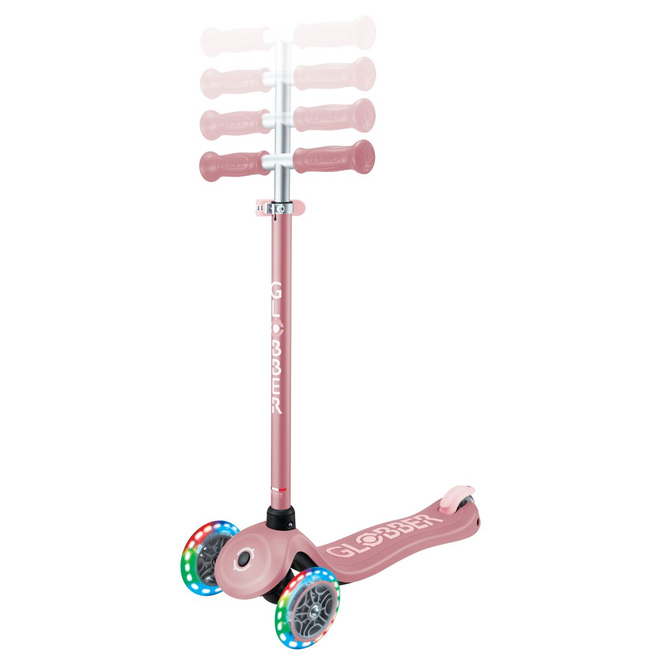 Globber - Scooter Primo Plus Lights - inkl. Helm - rosa