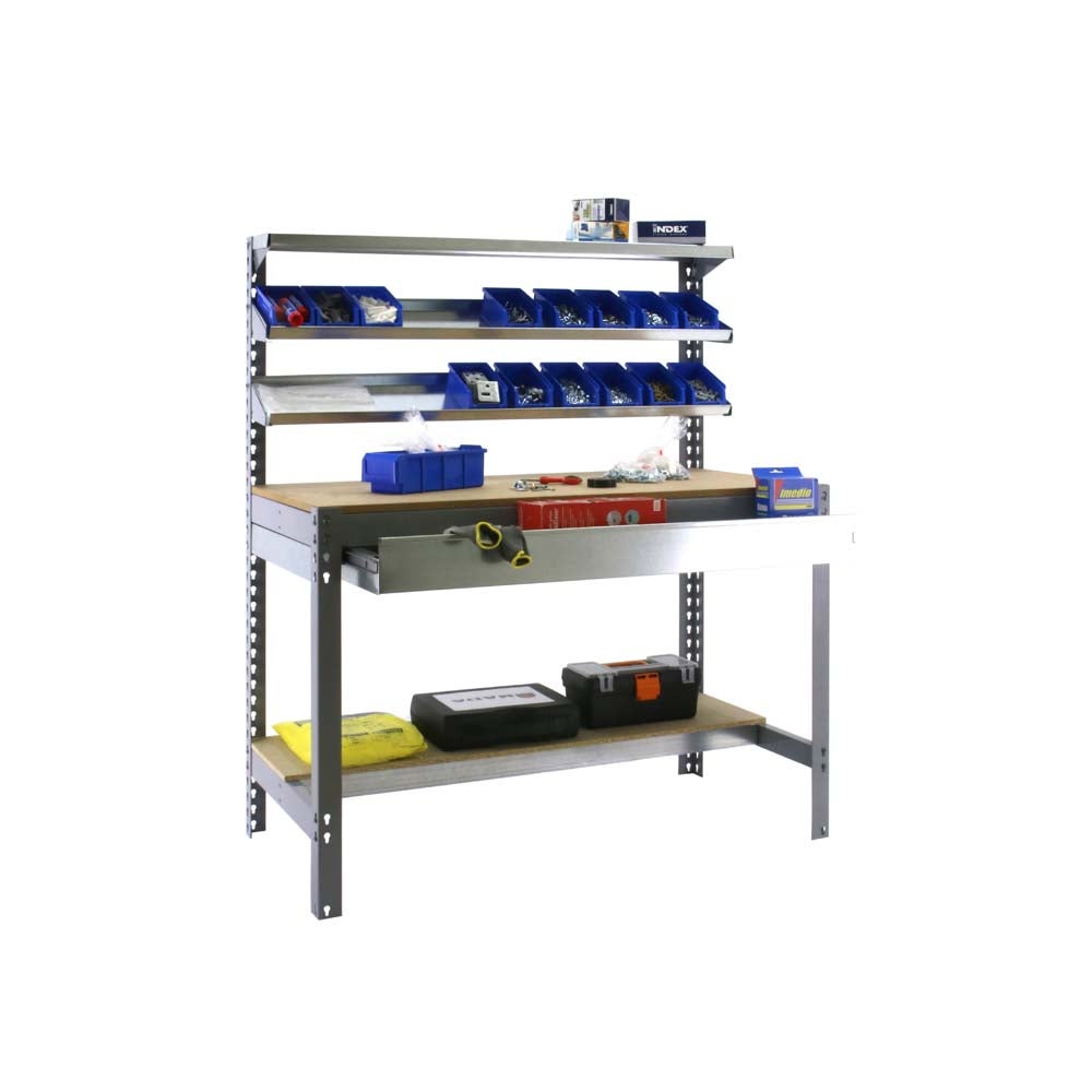 PROREGAL Buffalo werkbank met voorplank en lade, afmetingen (H x B x D): 84 x 90 x 61 cm, draagvermogen: 400 kg, grijs
