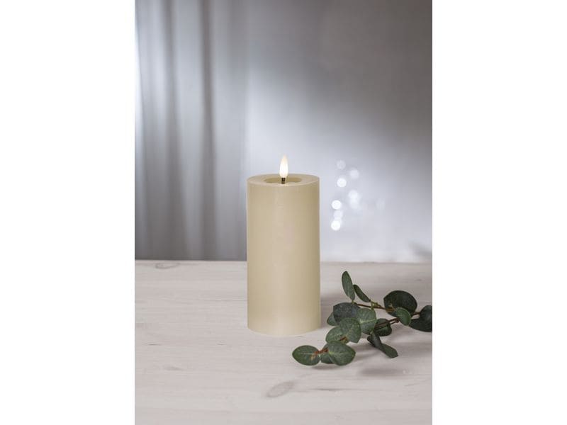 Star Trading LED-Kerze Flamme Flow, Beige Realistische Elektrokerze mit Timer-Funktion