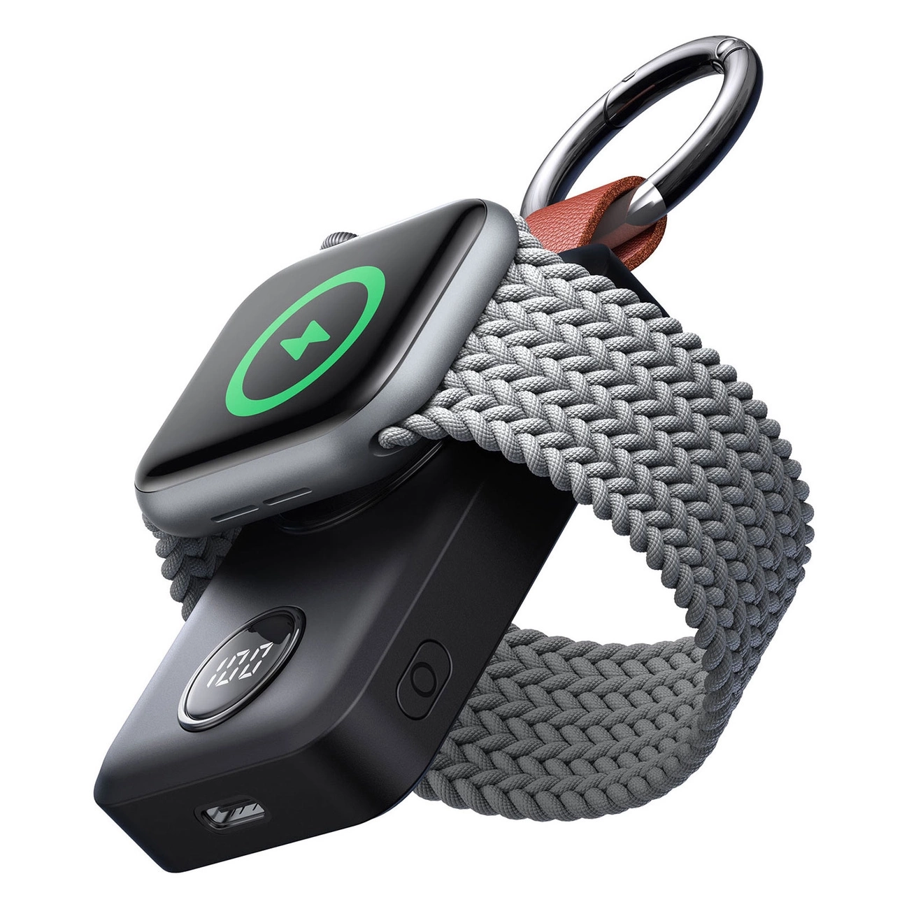 (5V/1A) 2000mAh Powerbank Ladegerät mit Schlüsselanhänger für Apple Watch (WQW01) - Schwarz