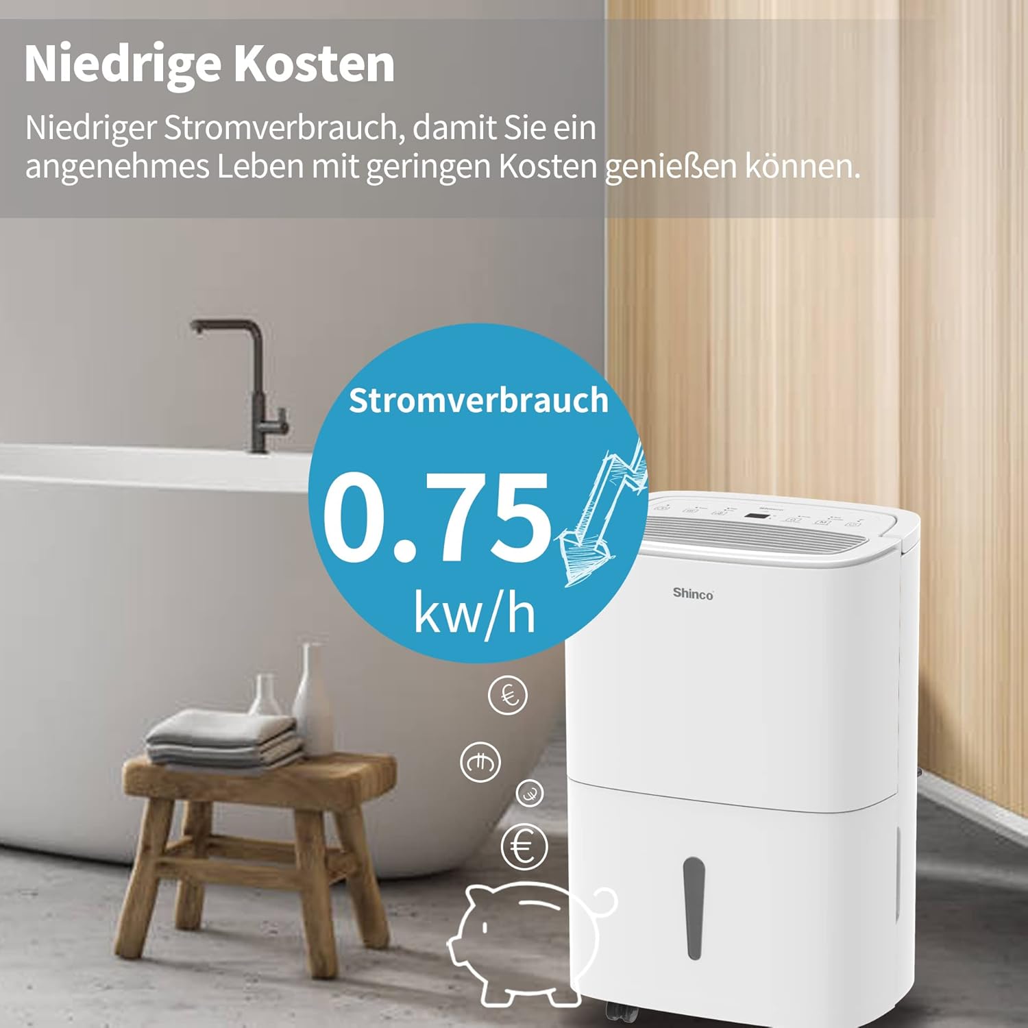 SHINCO 50L Wifi elektrisch Luftentfeuchter mit APP&Pump,165m³/55m²,Entfeuchter mit 7L Wassertank,Aktivkohlefilter,Energieeinsparung,Automatischer Neustart,Timer,Ablaufschlauch,Wäschetrocknerfunktion