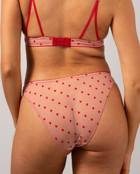 Understatement Underwear Mesh Bikini Briefs pale pink deep red