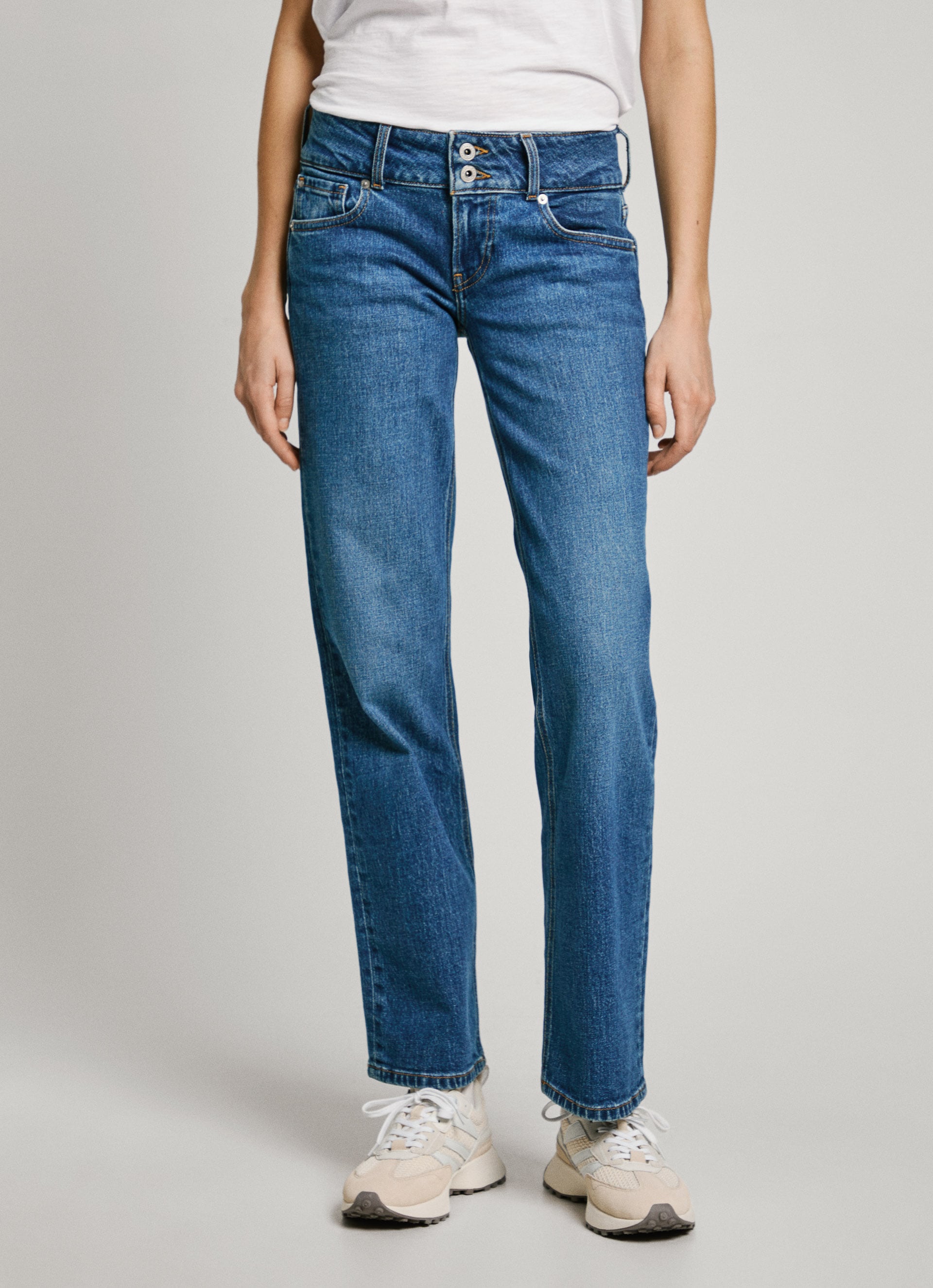 Pepe Jeans Gerade Jeans »STRAIGHT JEANS LW«, mit doppeltem Knopfverschluss
