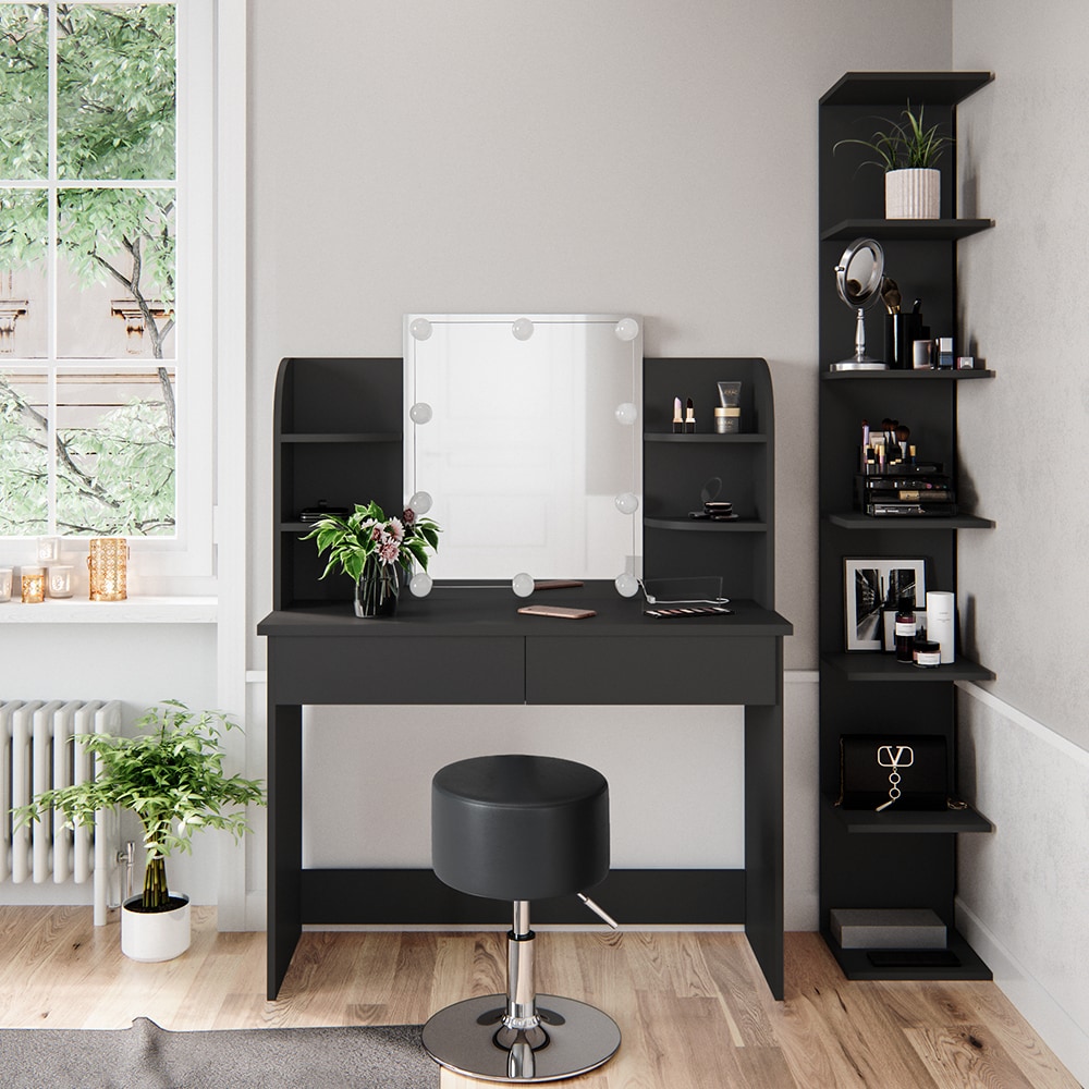 Vicco Wandregal Standregal Bücherregal Paolo Schwarz 7 Ablagen Schminktisch Regal