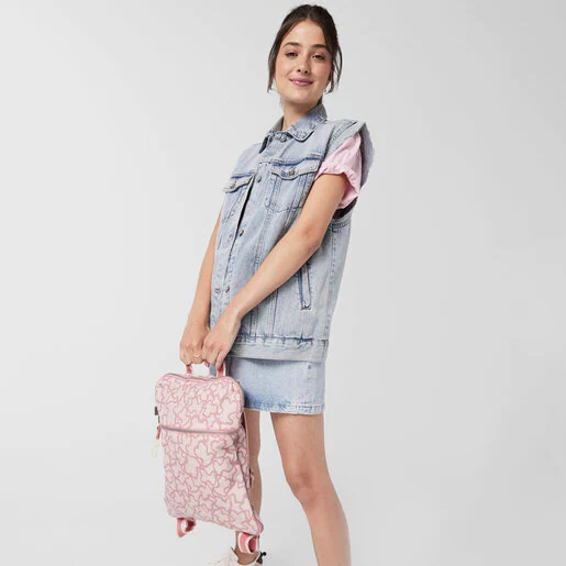 Mochila Kaos New Colors em Nylon na cor rosa