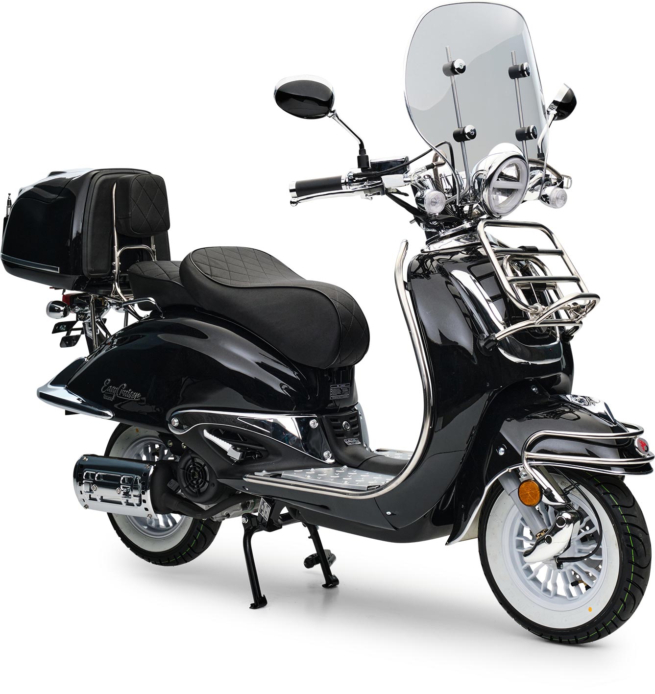 Motorroller Retro EasyCruiser Schwarz 125ccm 85 kmh Kraftrad Euro 5 EFI Scooter