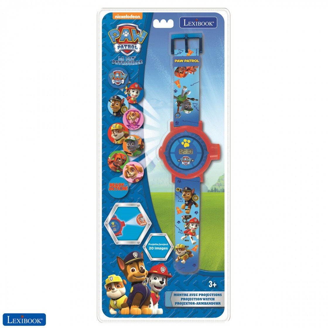 Digitale Projektionsuhr Paw Patrol mit 20 Bildern zum Projizieren