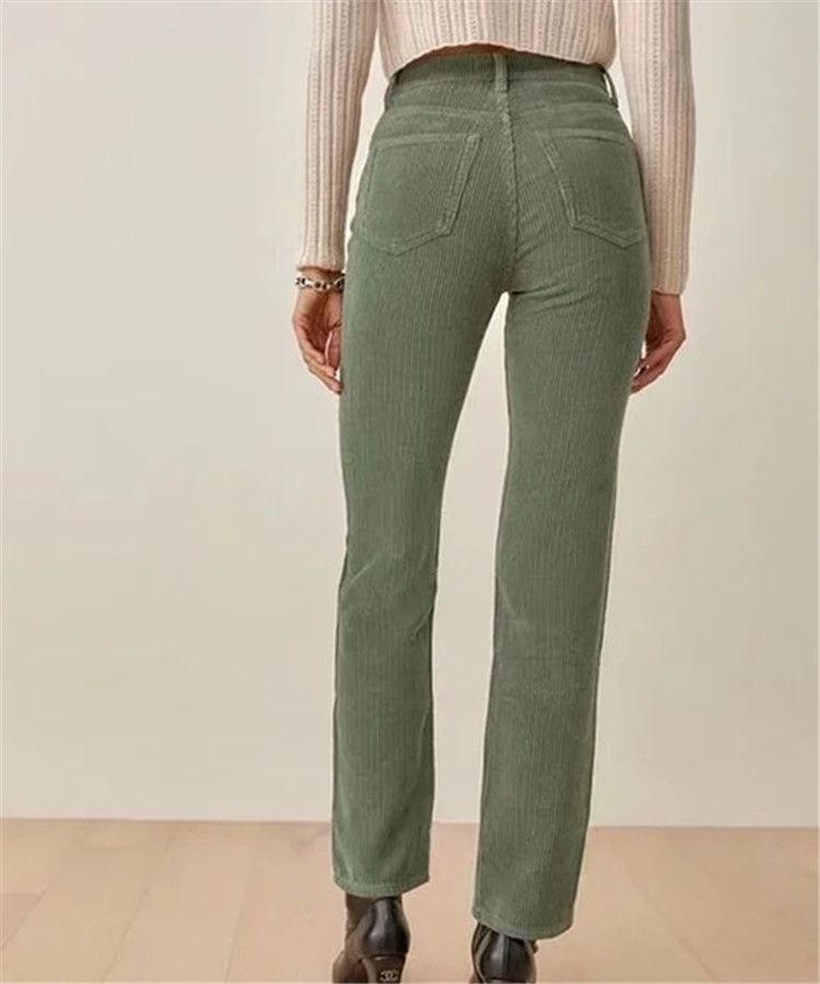 Florentine - Corduroy broek met hoge taille en rechte pijpen