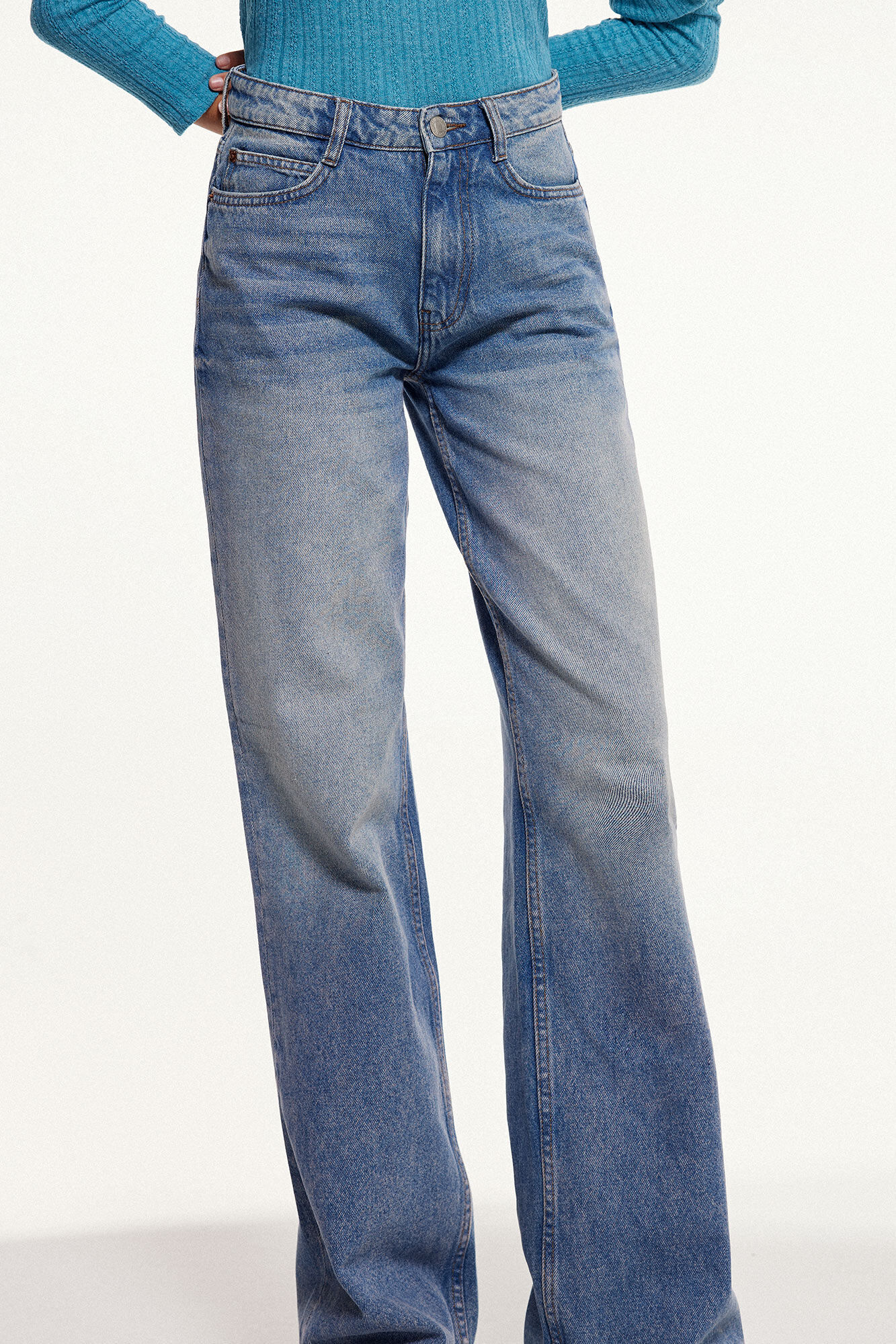 Calça jeans de corte regular - Azul