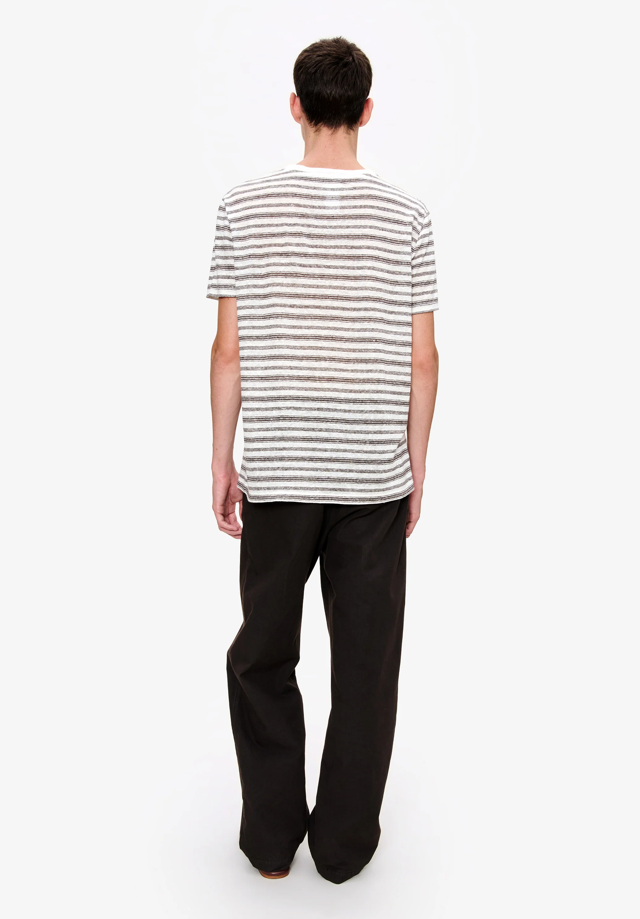t-shirt manches courtes raye - Marron