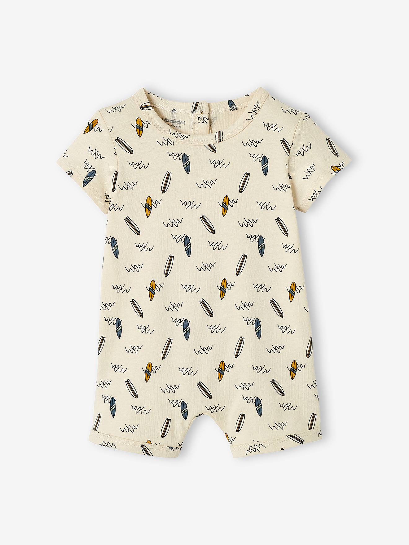 Conjunto com 2 pijamas curtos para bebê menino, cor verde médio bicolor/multicolorido, com certificação Oeko-Tex®.