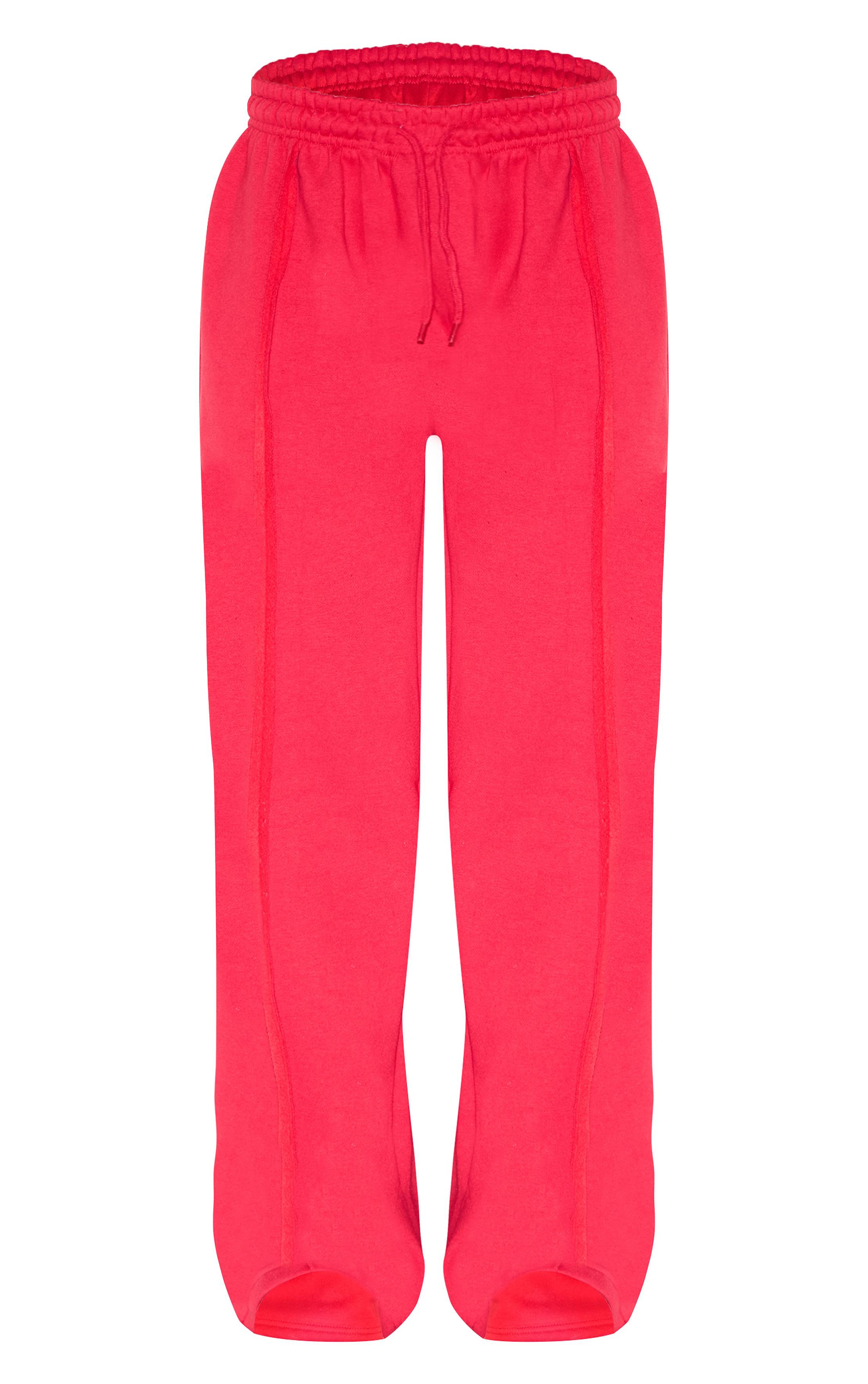 Rouge Jogging Oversize À Jambes Larges Avec Détails De Coutures