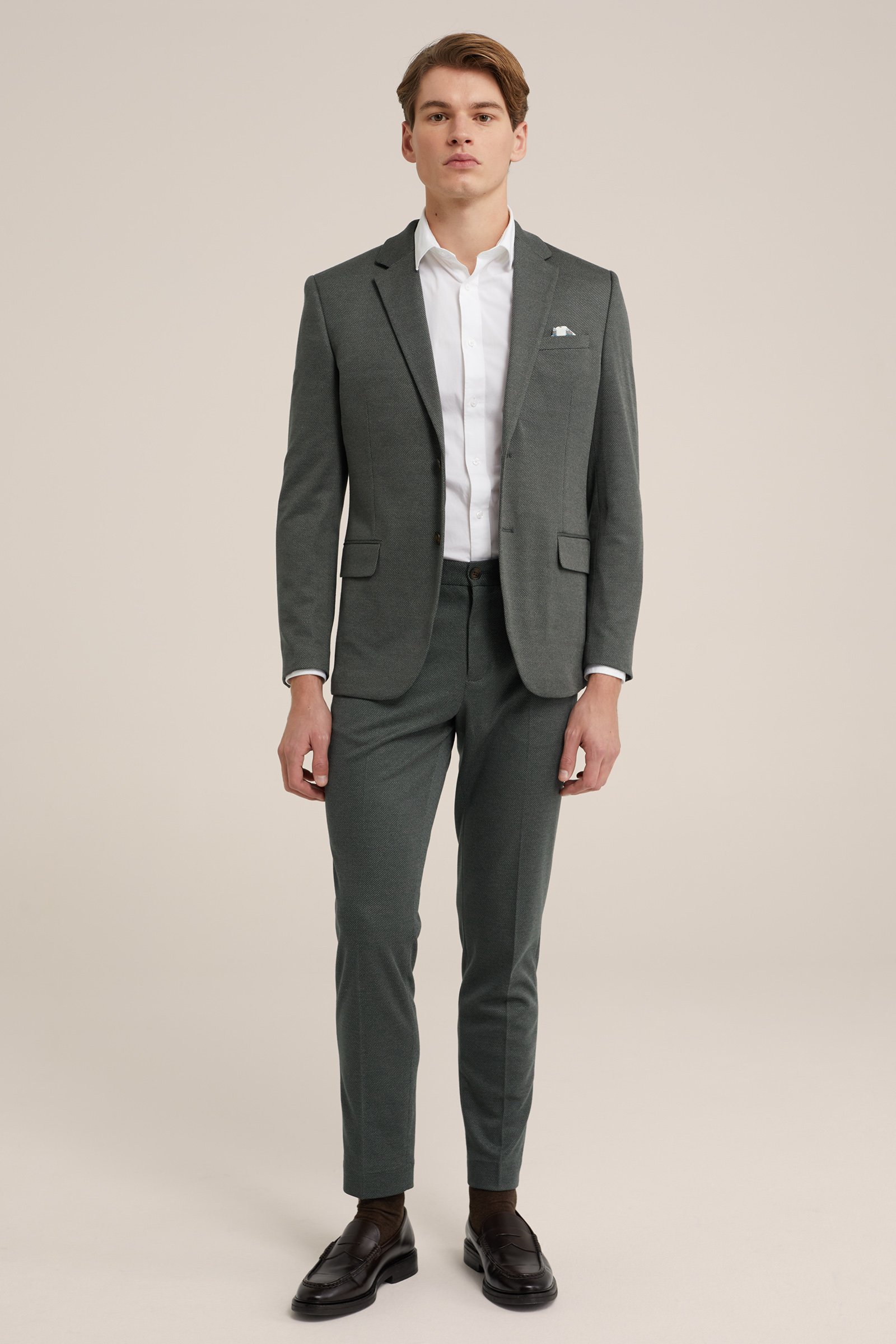 slim fit blazer met dessin WE Fashion Grijsgroen