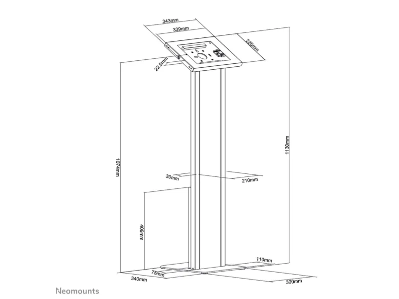 Neomounts FL15-750WH1 - Stativ - for tablet - låsbar - hvid - skærmstørrelse: 9.7