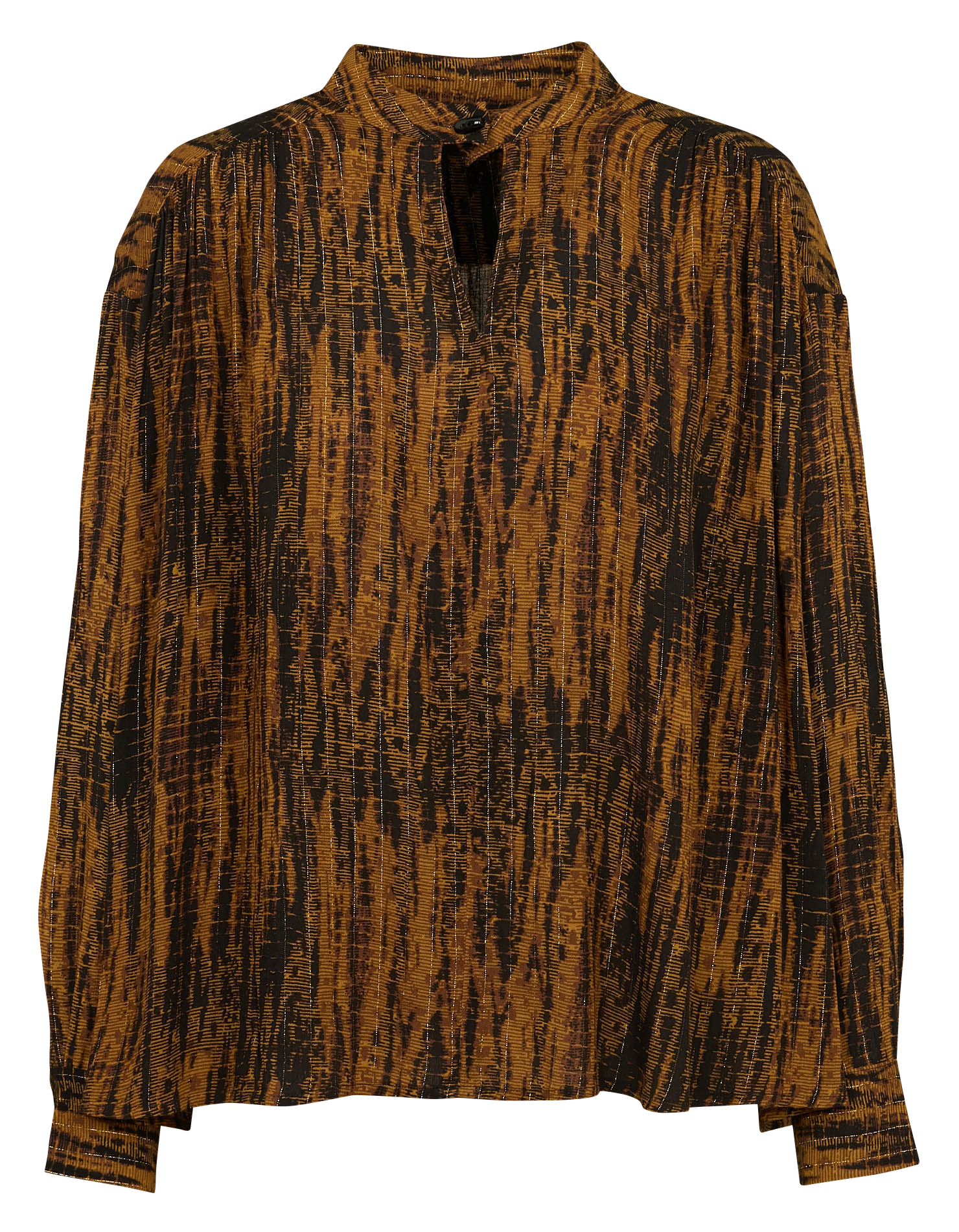 FITZ - Blouse ample à col mao | Marron