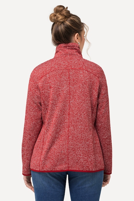 Strickfleece-Jacke, Rauten, Stehkragen, Zipptaschen