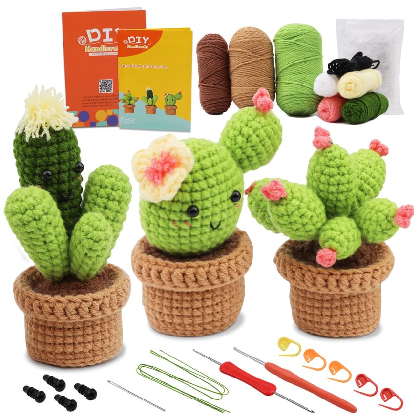 Kneavist - DIY haakpakket / set van cactuspot ornament (verschillende ontwerpen)