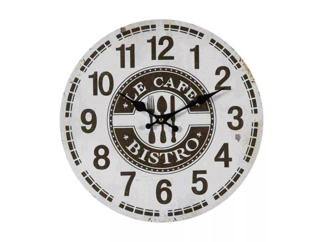 Horloge murale en bois blanc d34x2h