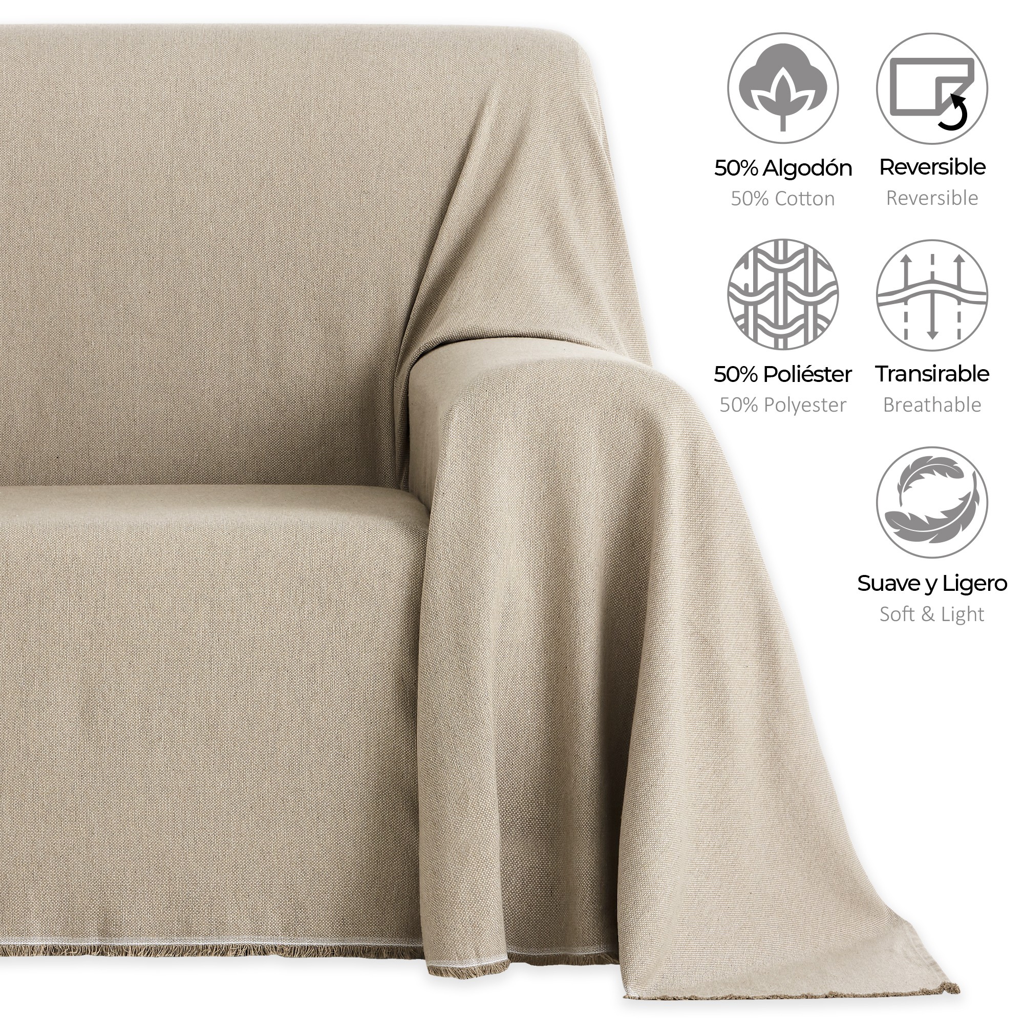 Xadrez liso 140x190 cm Bege