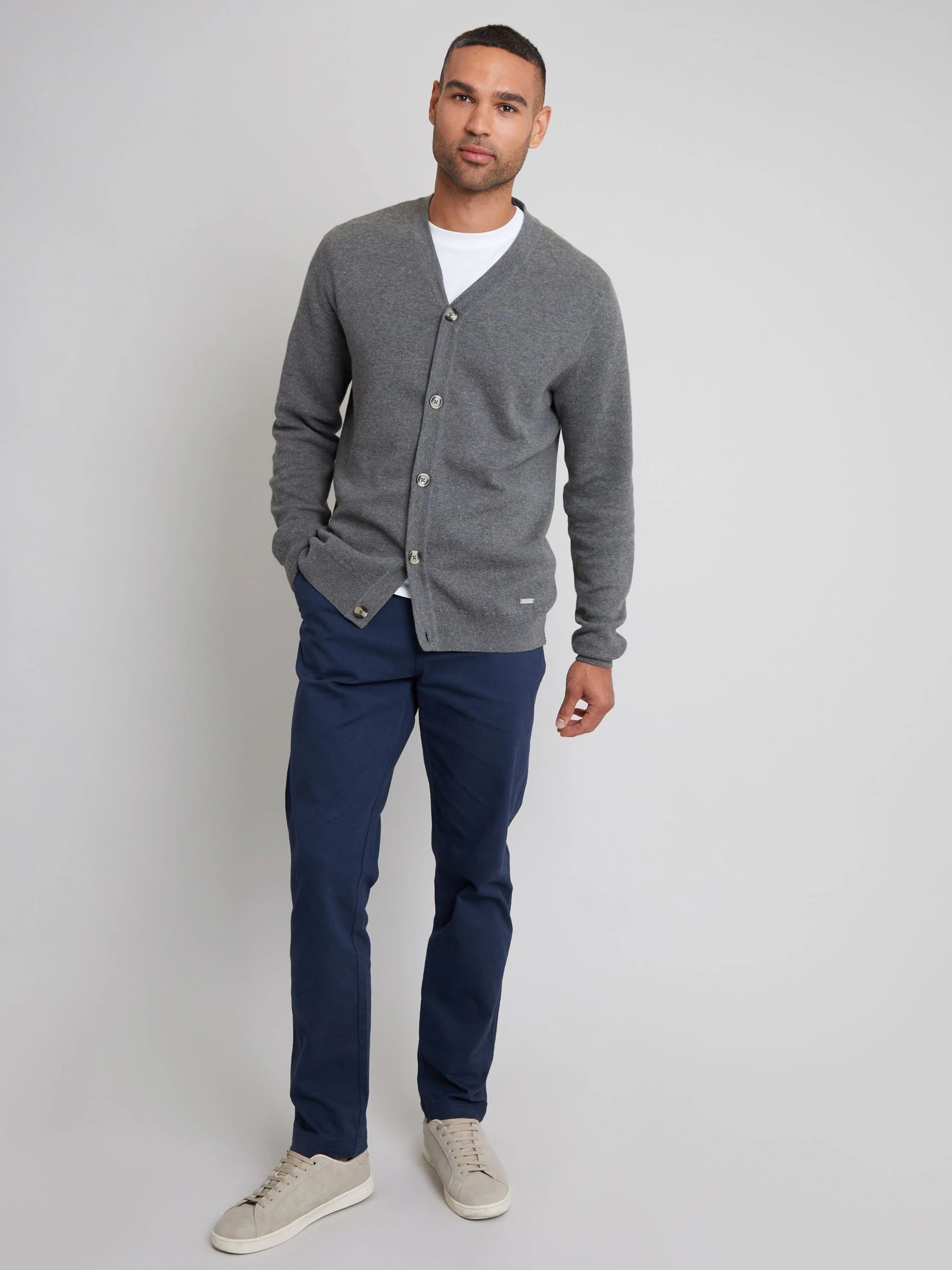 Grijs - Threadbare gebreid vest van een katoenmix