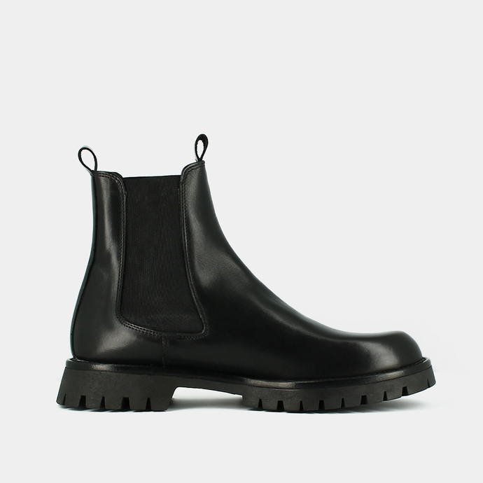 Bottines à plateformes  en cuir noir