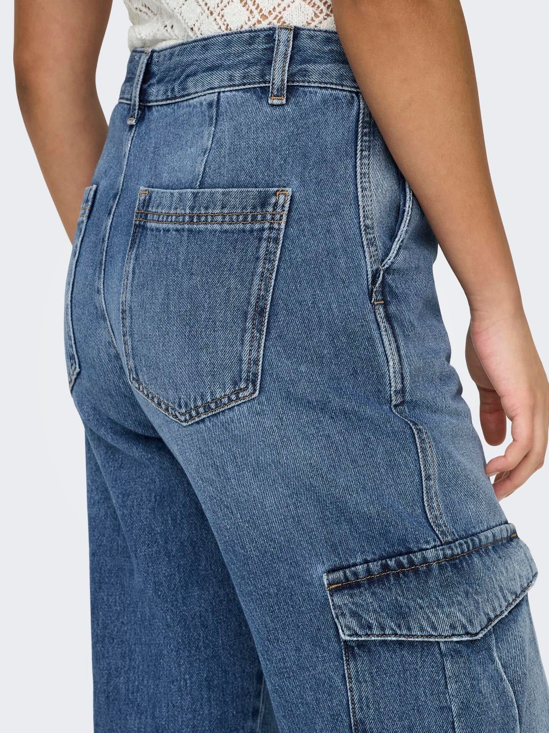 ONLJUNE Hohe Taille Gerade geschnitten Jeans Medium Blue Denim