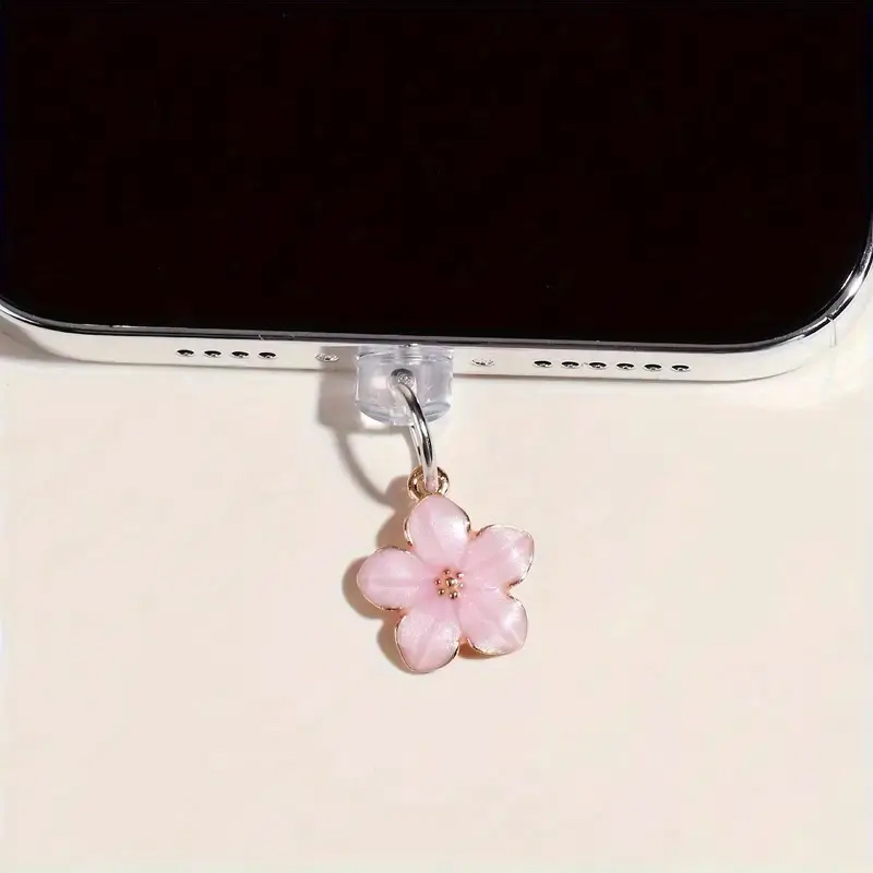 (2er Set) USB C Anhänger Anti Staub Acryl Schutzstecker Anschlusskappen für Smartphones - Blumen
