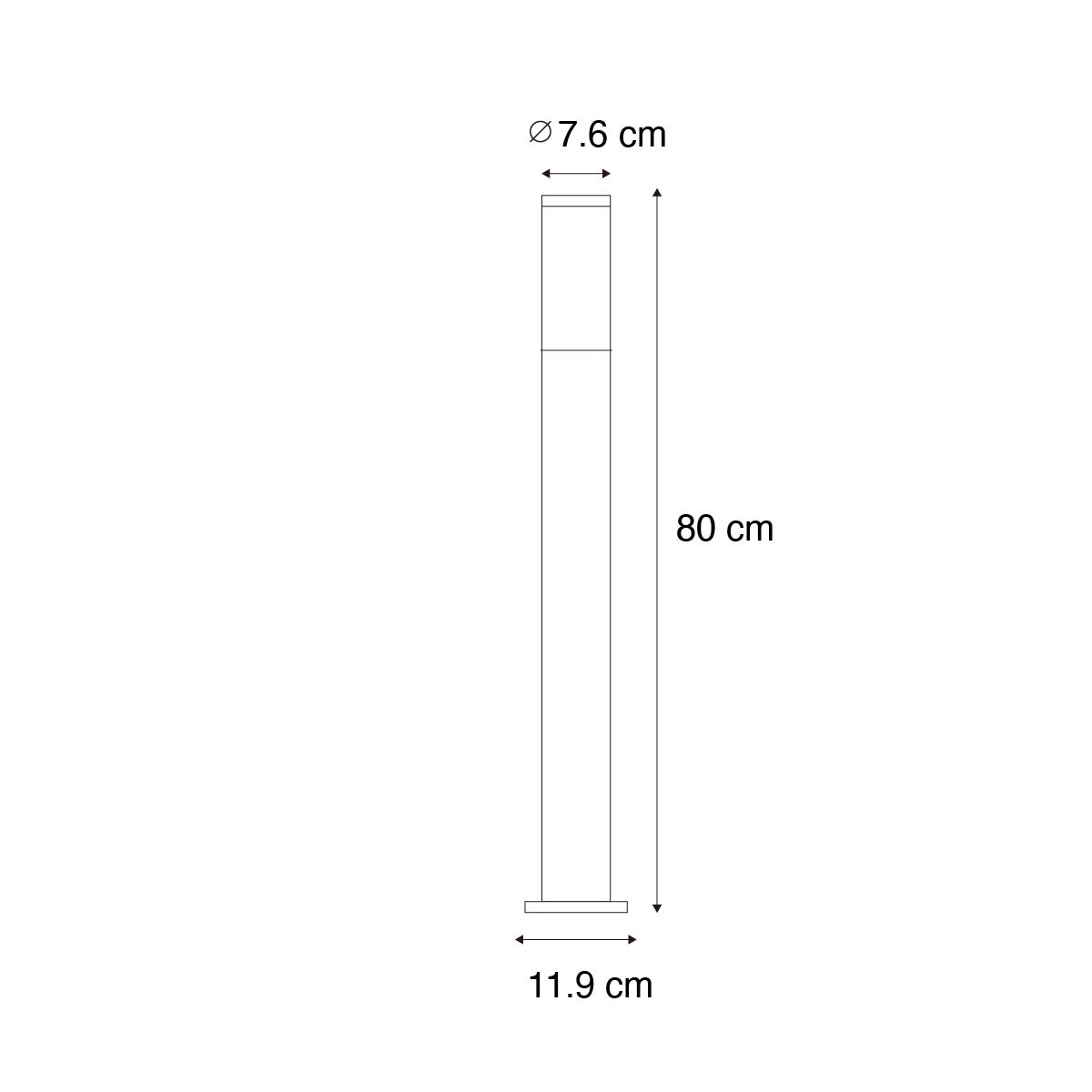 Buitenlamp zwart met grondpin en kabelmof 80cm IP44 - Rox