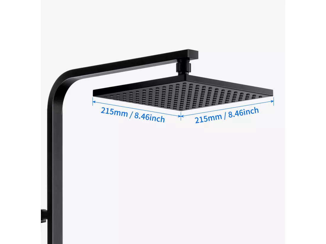 Colonne Douche Thermostatique Noir Ensemble Douche Mitigeur en Laiton Mitigeur Thermostatique avec Tête Douche/Douchette Hauteur Réglable,EU Modèle