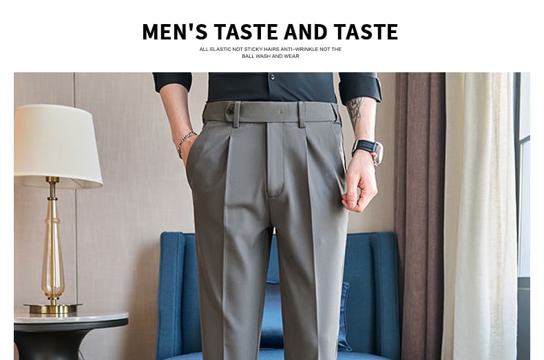 Bay Go Mall - Mid Rise Plain Cropped Tapered Dress Pants