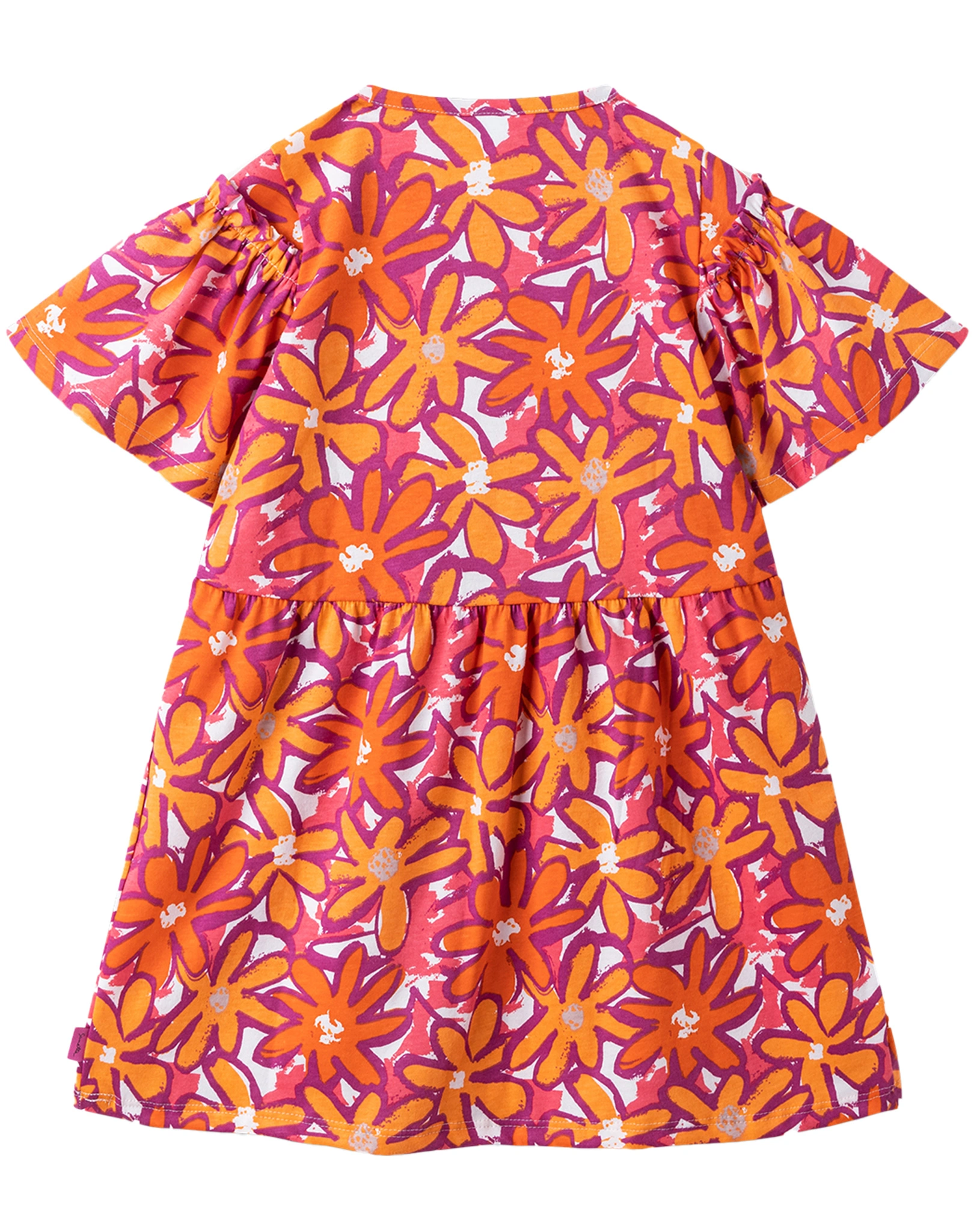 Kurzarm-Kleid FLOWERS in white pebble