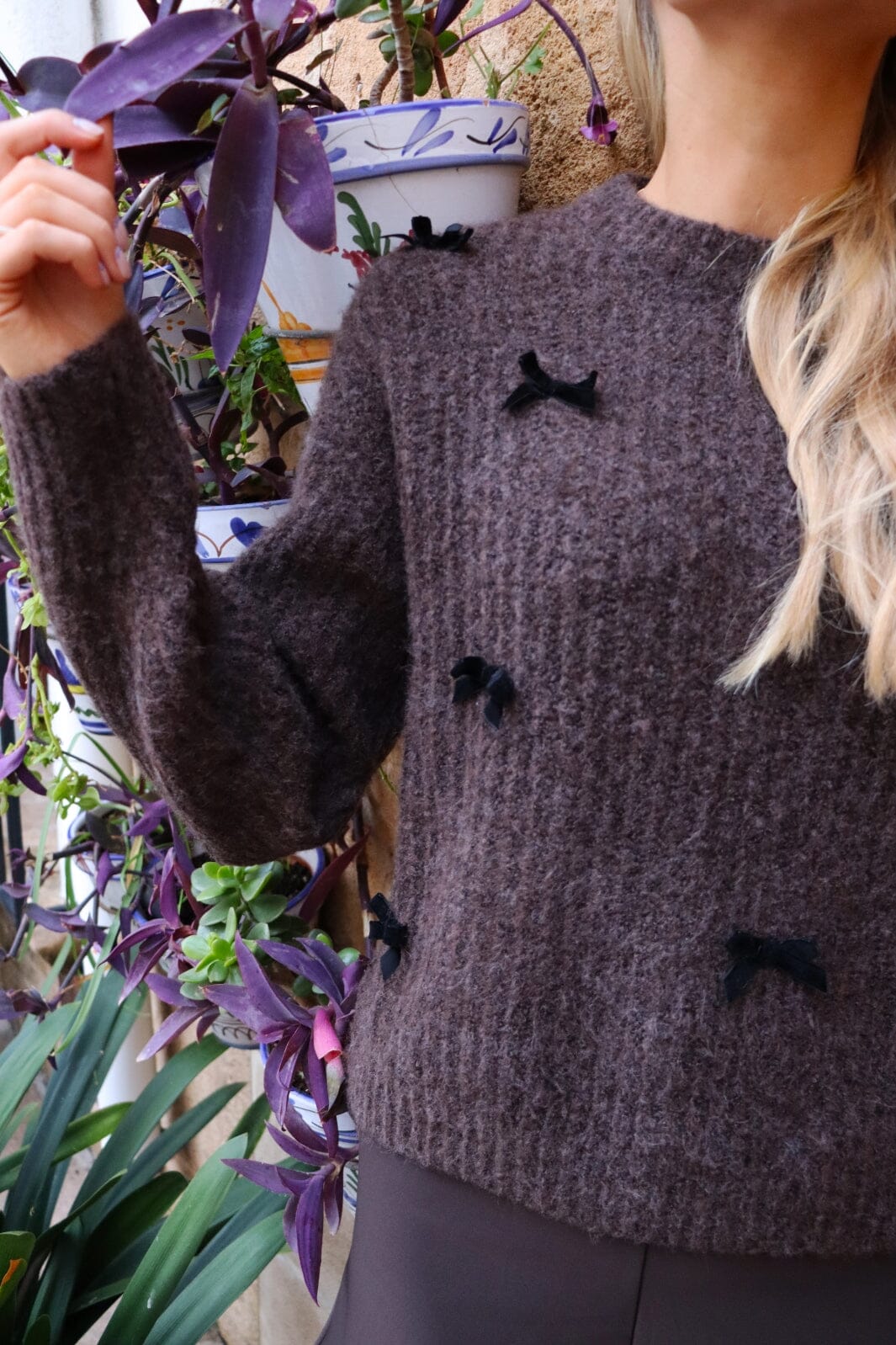 Liberte Fro-Bow-Pullover brown black bow